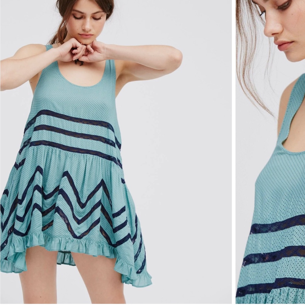 Intimately Free People Voile Trapeze Slip Dress Size XS in Teal